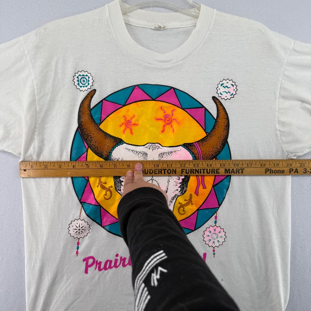 Vtg 80s Prairie Spirit T-Shirt XL USA Single Stitch Western Cow Skull Graphic - Picture 6 of 9